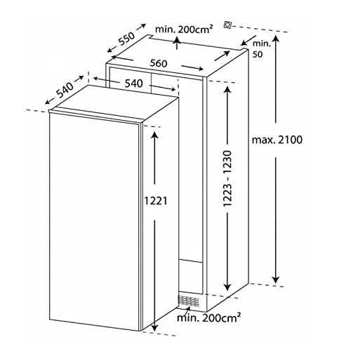 SIA 122cm Integrated In-Column Fridge Freezer