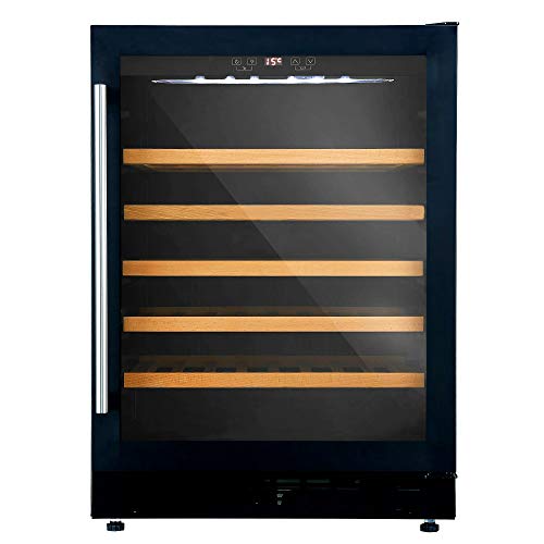 Cookology 60cm Black Glass Wine Cooler, 54 Bottles