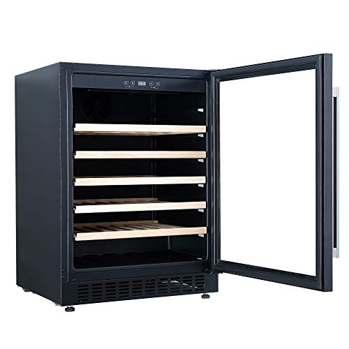 Cookology 60cm Black Glass Wine Cooler, 54 Bottles