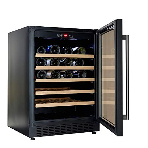 Cookology 60cm Black Glass Wine Cooler, 54 Bottles