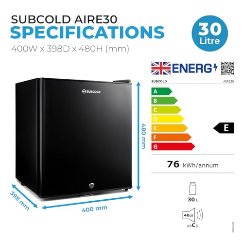 Subcold Aire30 Mini Fridge — 30L Table Top Black