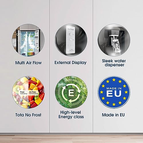 Fridgemaster 547L Black American Fridge Freezer