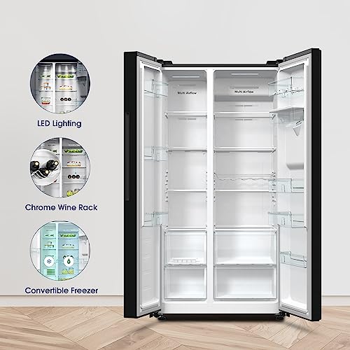 Fridgemaster 547L Black American Fridge Freezer