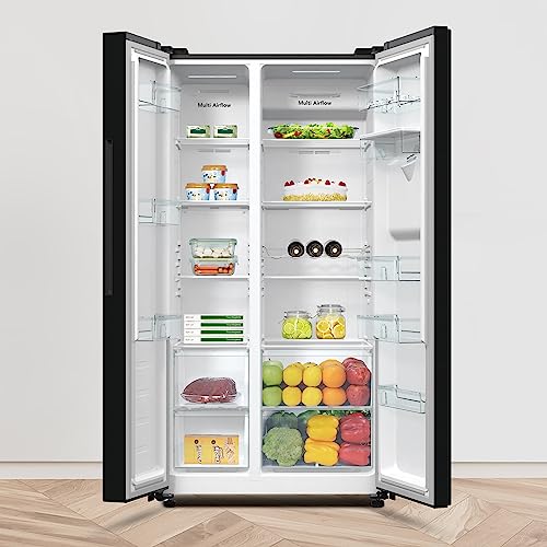 Fridgemaster 547L Black American Fridge Freezer