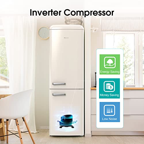 Hisense Retro Freestanding Fridge Freezer, Beige