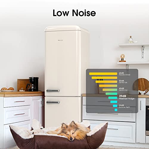 Hisense Retro Freestanding Fridge Freezer, Beige