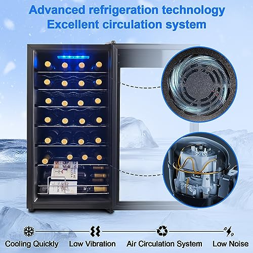 Display4top 28-Bottle Wine Refrigerator with Touch Controls