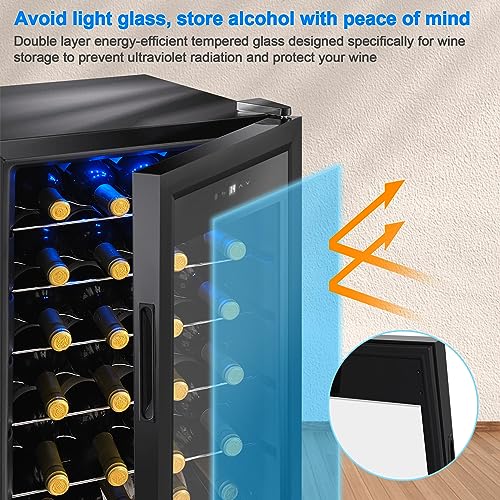 Display4top 28-Bottle Wine Refrigerator with Touch Controls