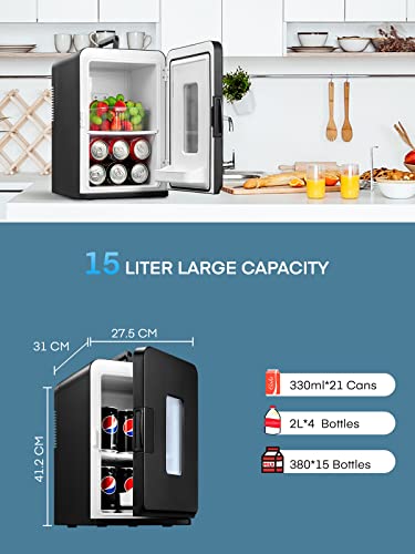 Mini Fridge 15L for Bedroom with Eco Mode
