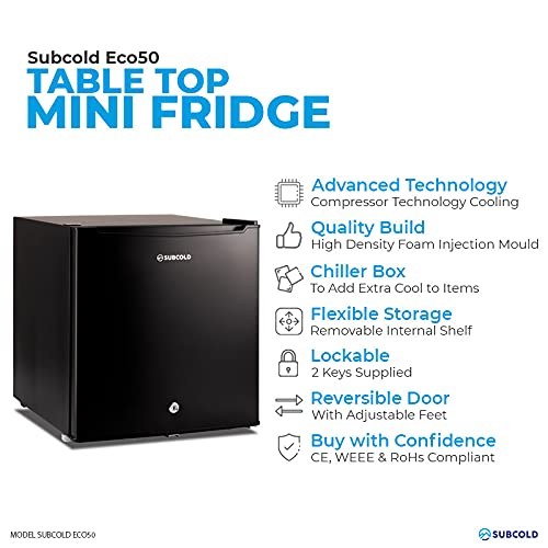 Subcold Eco50 Black Mini Fridge with Chiller