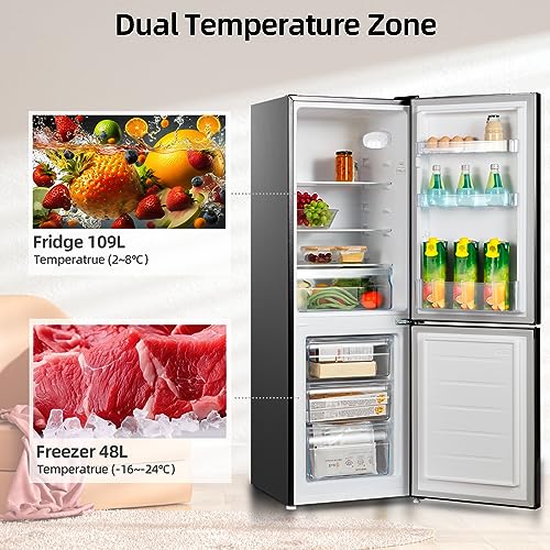 CHiQ 157L Black 70/30 Fridge Freezer, Low Frost