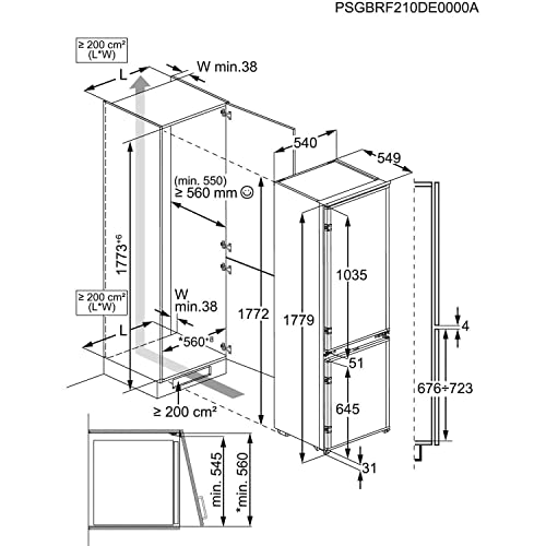 Zanussi Built-In LowFrost Fridge Freezer, 196L