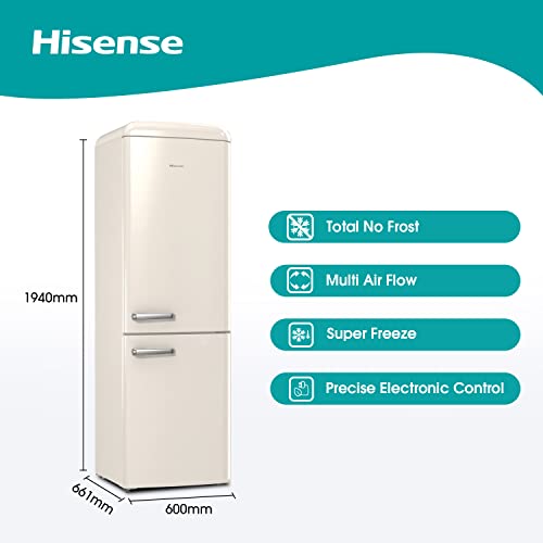Hisense Retro Freestanding Fridge Freezer, Beige