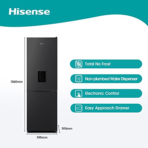 Hisense Black Fridge Freezer - 300L Capacity
