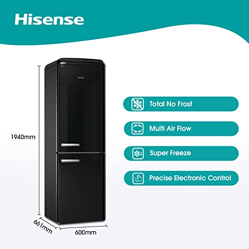 Black Retro Freestanding Fridge Freezer by Hisense
