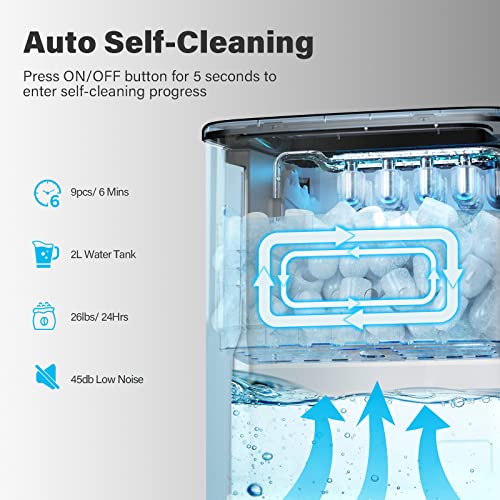 Home Ice Maker with Self-Cleaning Function & Low Noise