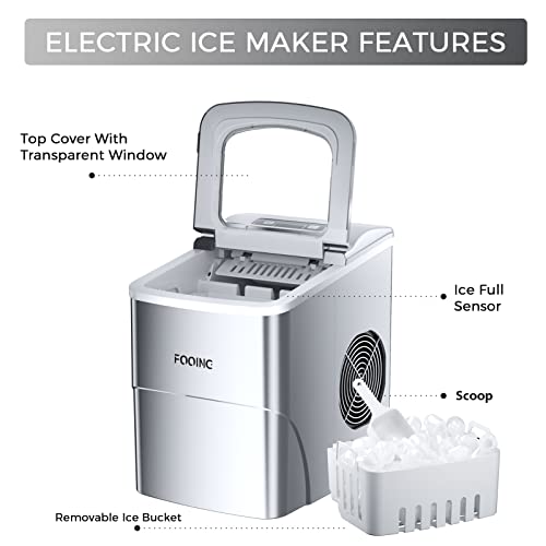 Silver Ice Maker with LED Display, Self Clean