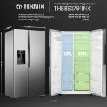 Teknix 562L American Side-by-Side Fridge Freezer
