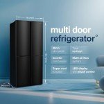 Fridgemaster 4-Door No Frost Fridge Freezer, Black