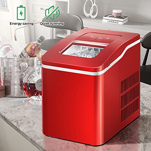 GYMAX Portable Ice Maker: Self-Cleaning, 12kg/h, Red