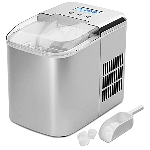GYMAX Countertop Ice Maker, 12kg/24h, Silver