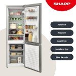 SHARP 60/40 Combi Fridge Freezer, Silver, 170cm