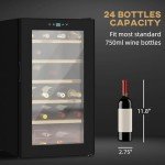 HOMCOM 24-Bottle Freestanding Wine Cooler - Black
