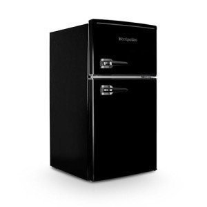 Montpellier Retro Black Undercounter Fridge Freezer