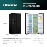 Hisense 562L Black American Side-by-Side Fridge Freezer