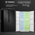 Teknix 519L Side by Side Fridge Freezer - Black