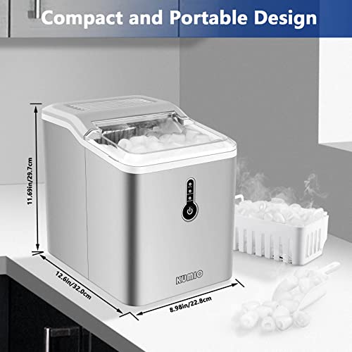 Compact Silver Ice Maker, Makes 12kg/24h