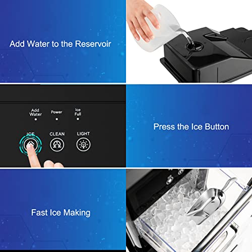 Lighting Self-Cleaning Ice Maker with 20Kg Daily Capacity