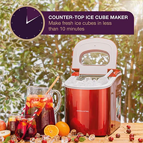Compact Countertop Ice Maker with Self Cleaning - Red