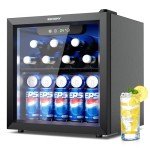 EUHOMY 55-Can Beverage Refrigerator with Glass Door