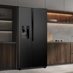 Teknix 562L Side-by-Side Fridge Freezer - Black Steel