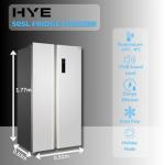 HYE Side By Side Fridge Freezer, 505L, Silver