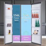 HYE Side By Side Fridge Freezer, 505L, Silver