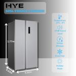 HYE Side By Side Fridge Freezer, 505L, Silver