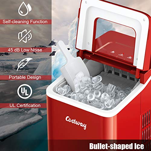 Electric Counter Top Ice Cube Maker (Red)