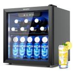 EUHOMY 55-Can Beverage Refrigerator with Glass Door