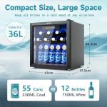 EUHOMY 55-Can Beverage Refrigerator with Glass Door