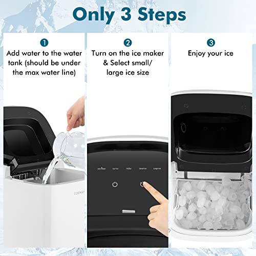 COSTWAY Countertop Ice Maker with Auto Clean - 33lbs/24Hrs