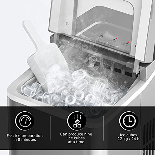 Portable Self-Cleaning Ice Maker with 9 Cubes/8 Mins