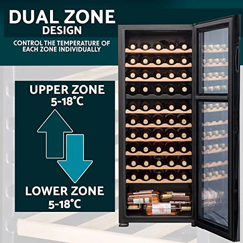 55-Bottle Dual Zone Wine Fridge with Touchscreen Control