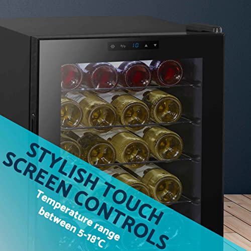 Black 28 Bottle Wine Cooler with Touch Screen