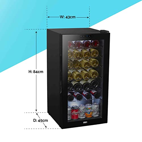 Black 28 Bottle Wine Cooler with Touch Screen