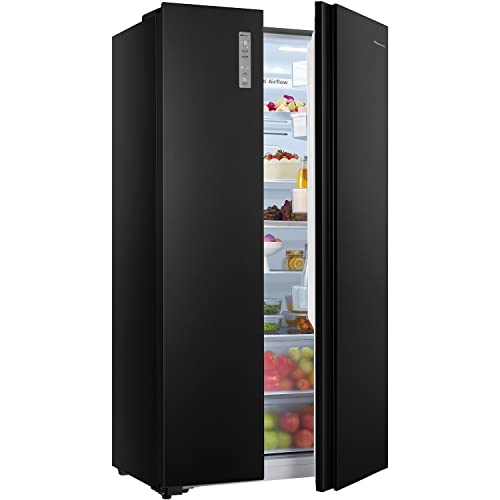 Black American side-by-side fridge with 519L capacity