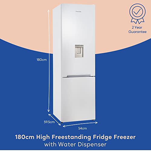 Russell Hobbs White Freestanding Fridge Freezer with Dispenser