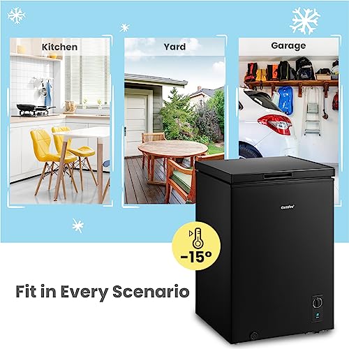 99L Black Chest Freezer with Adjustable Thermostats