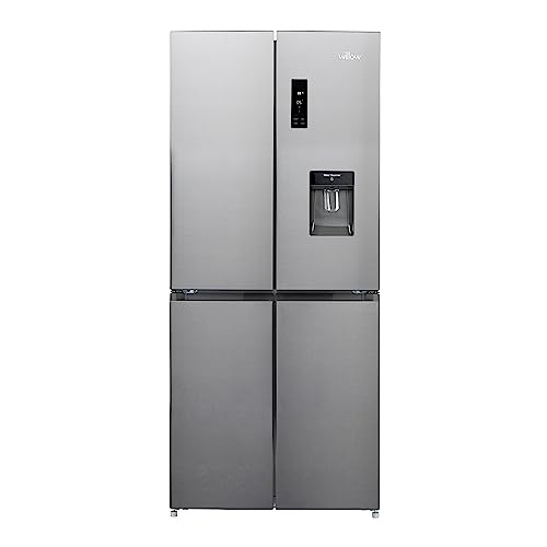 Willow WSBS4MDX American Fridge Freezer, 418L Capacity (Inox)